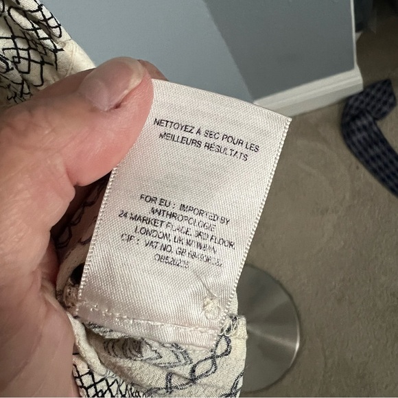 Anthropologie Floreat Perrie Dress Boho Cream / Ivory 3/4 Sleeve Tassel Tie - Picture 9 of 12